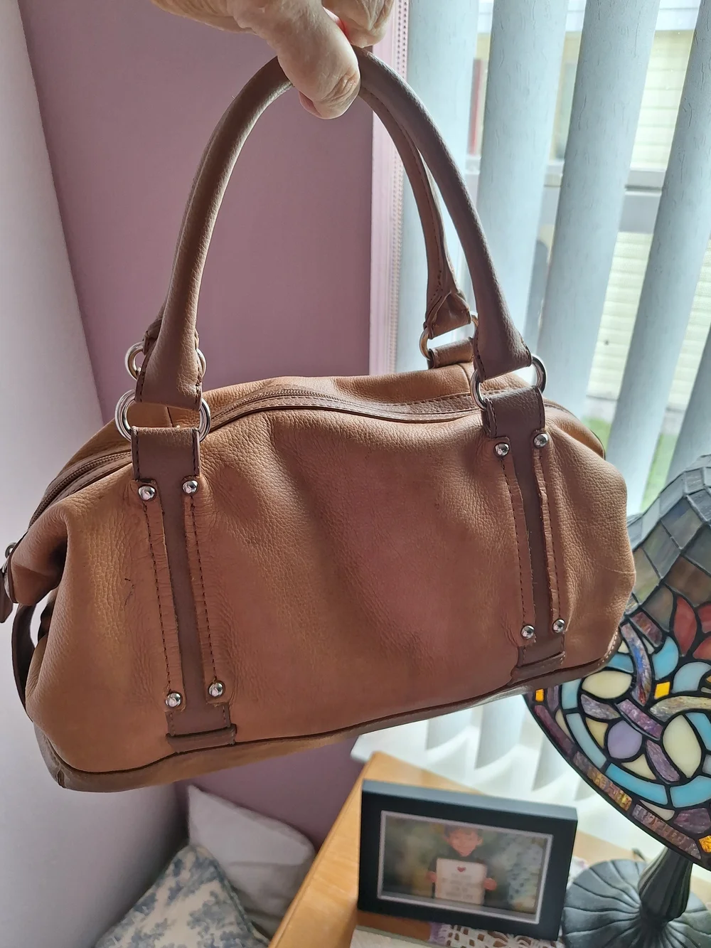 Worthington Brown Leather Satchel Handbag